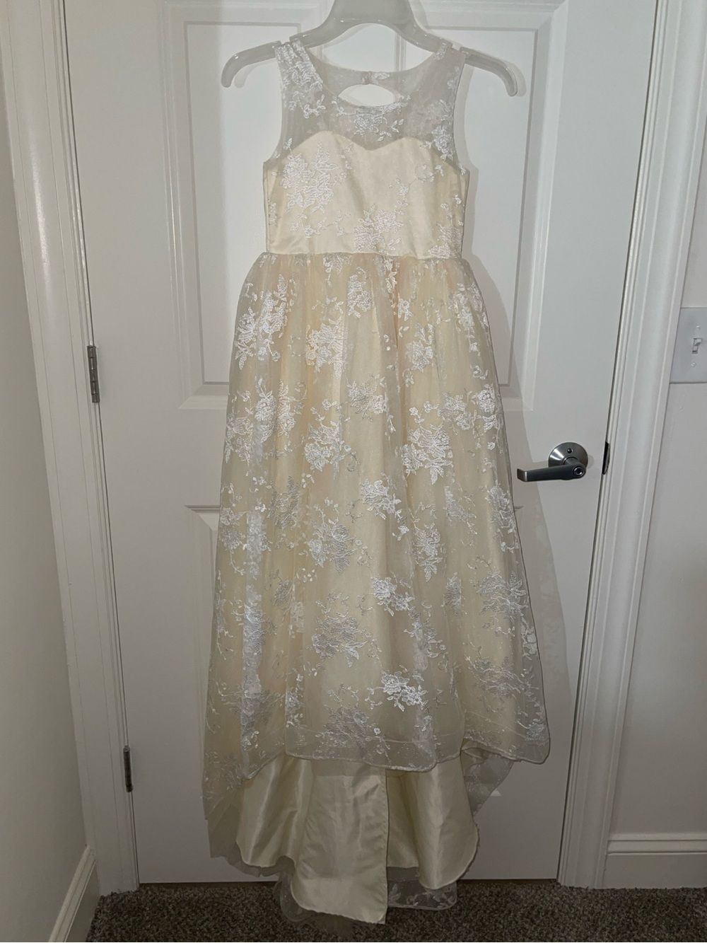 Elegant Girls' Formal Dress – Ivory Lace Overlay